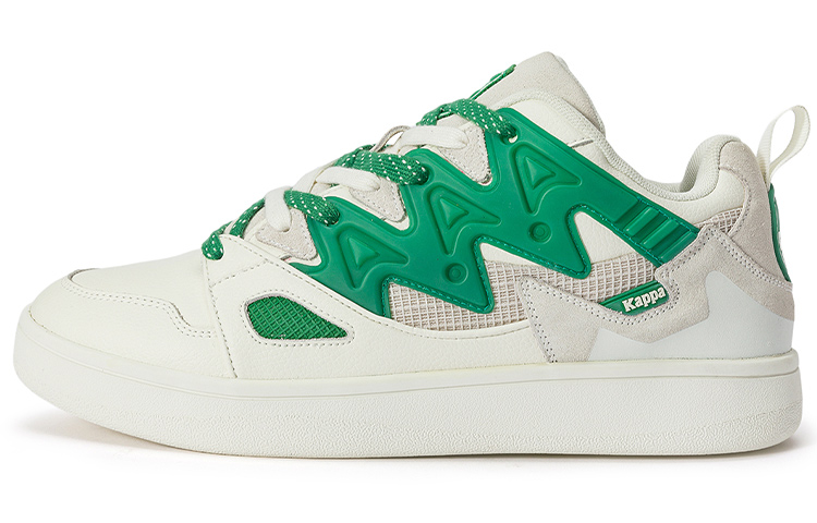 Kappa Anti-Slip Wear-Resistant Low-Top Skateboard Shoes Unisex White Pale Green
