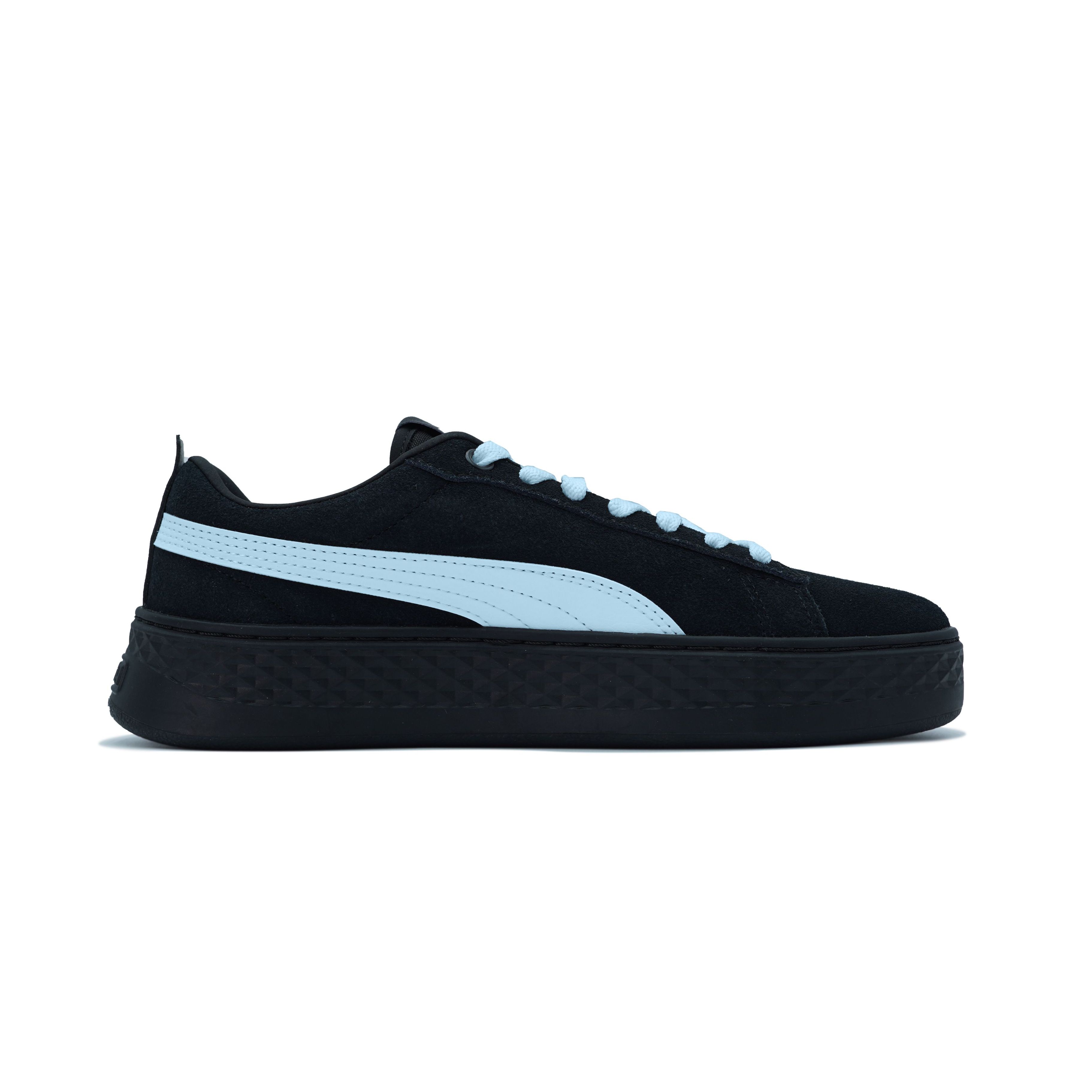 PUMA Smash Platform Abrasion Resistant Low top Skateboard Shoes Women's Black Blue