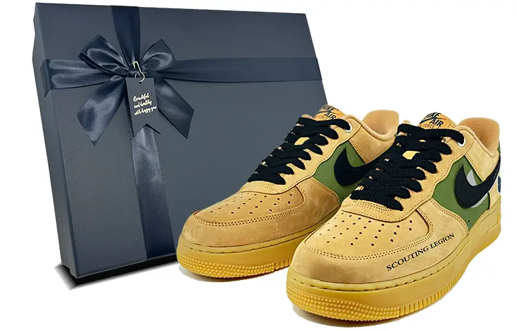 Nike Air Force 1 Skateboard Shoes Unisex Low top Black/Green/Wheat
