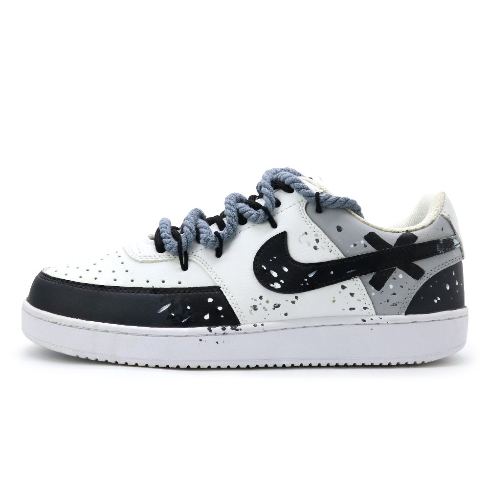 Nike Court Vision 1 Skateboard Shoes Unisex Low Top Black Pattern Shine