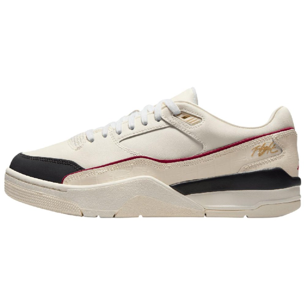 Jordan FLIGHT COURT Anti Slip Wear Resistant Low Top Vintage Basketball Shoes Unisex Beige Black
