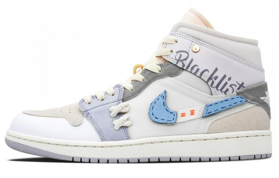 Jordan Air Jordan 1 Mid Se Craft Mid-Top Vintage Basketball Shoes Men's Gray Blue