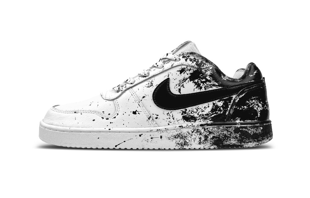 Nike EBERNON Slip Resistant Low Top Skateboard Shoes Men's Black White