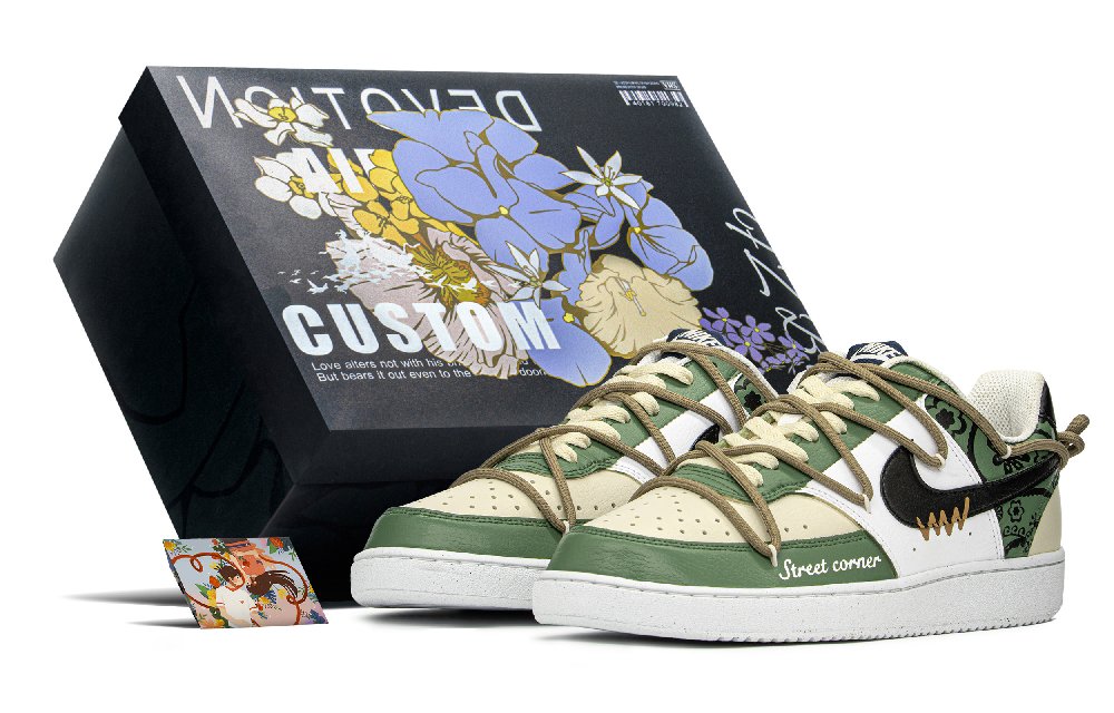 Nike Court Vision 1 Skateboard Shoes Men Low-Top Beige/Green