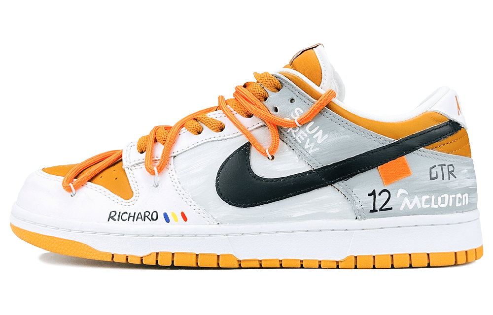 Nike Dunk Low top Skateboard Shoes Men's Orange White Gray