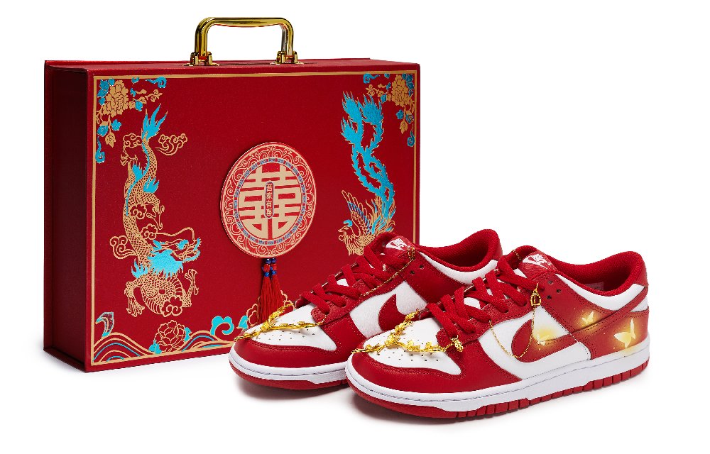 Nike Dunk Slip Resistant Low Top Skateboard Shoes Unisex Red White
