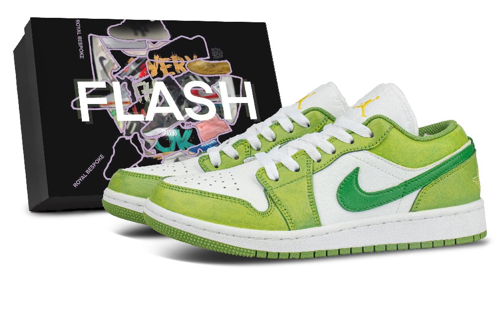 Jordan Air Jordan 1 Green Apple, Box Included Abrasion Resistant Low top Vintage Basketball Shoes Unisex Fruit Green