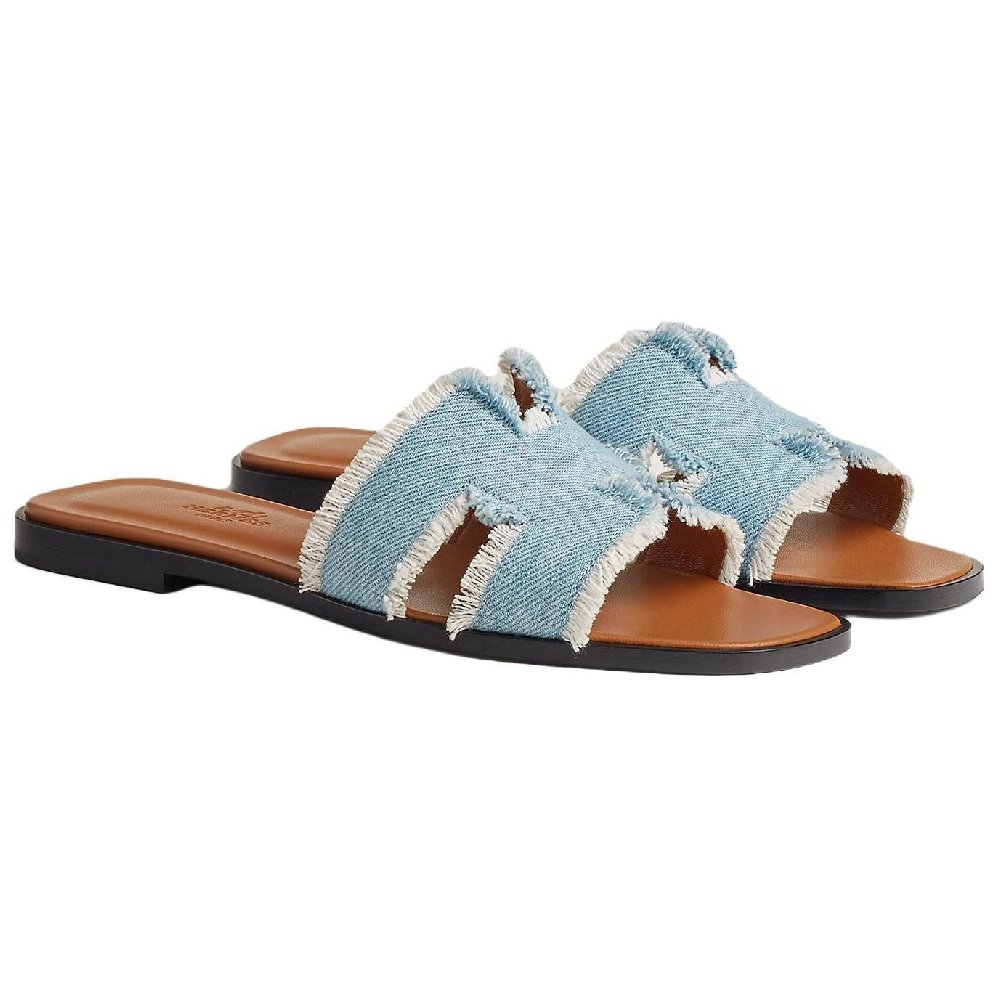 HERMES Oran Slide Slippers Women's Blue