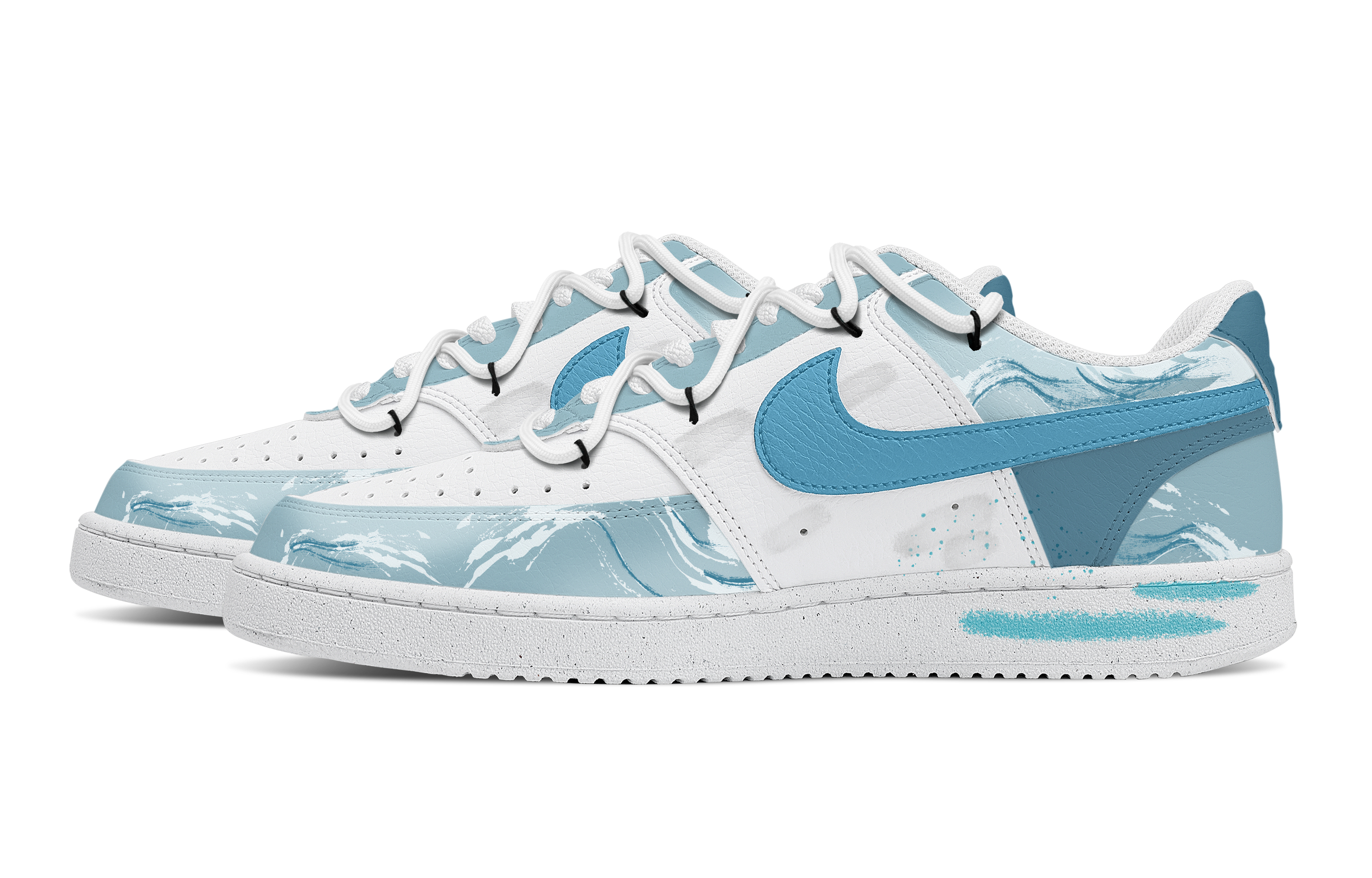 Nike Court Vision 1 Anti Slip Wear Resistant Low Top Skateboard Shoes Men's White Blue купить в интернет-магазине Yoocart с быстрой доставкой по России.