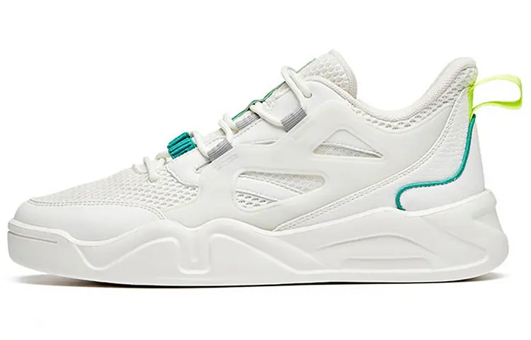 Anta Life Collection Slip Resistant, Lightweight, And Breathable Low top Skateboard Shoes Men's Ivory White