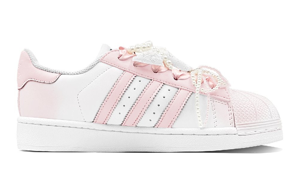 Adidas Originals SUPERSTAR Anti-Slip Wear-Resistant Low-Top Skateboard Shoes Unisex White Pink