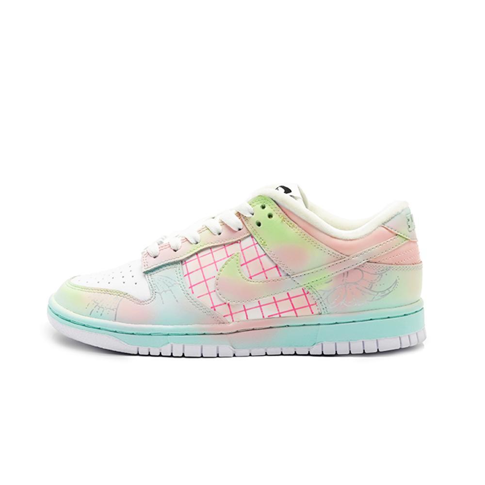 Nike Dunk Skateboard Shoes Women's Low-Top White/Pink/Green