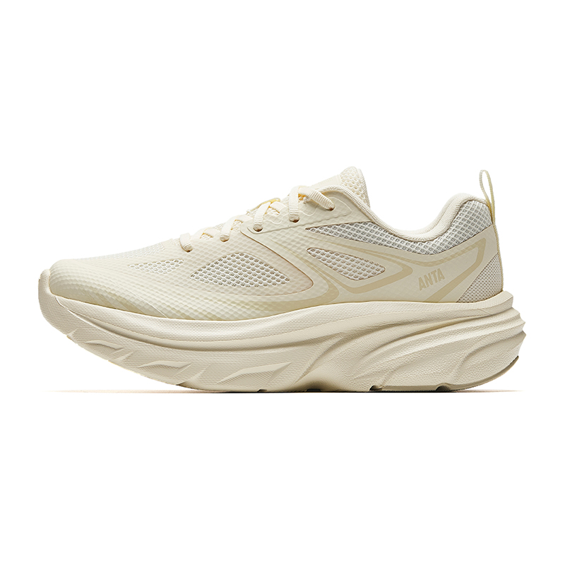Anta Running Collection Cushioning, Wear Resistant Low Top Casual City Commute Running Shoes Women's Light Beige White