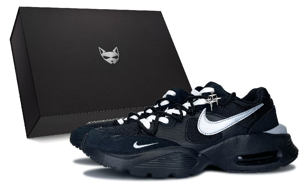 Nike Air Max Fusion Abrasion Resistant Low Top Running Shoes Men's Black Silver