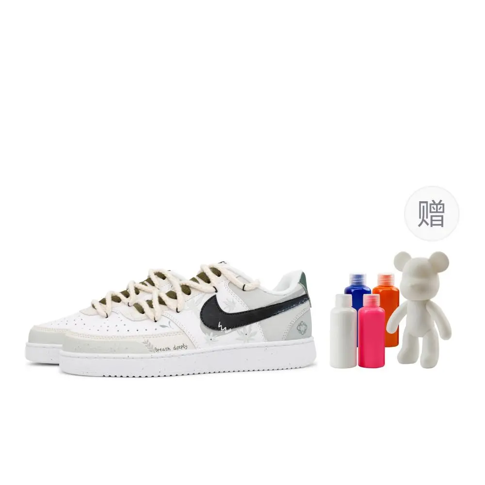 Nike Court Vision 1 Maple Leaf Fluttering Lightly Abrasion Resistant Low top Skateboard Shoes Men's Gray Green