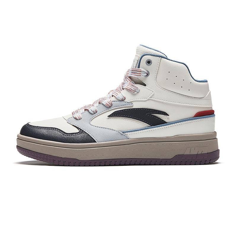 Anta Life Collection Anti-Slip Wear-Resistant Mid-Top Skateboard Shoes Men's White Gray Black