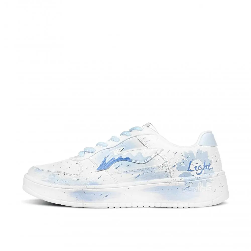 LiNing Pontoon Boats Anti Slip And Wear Resistant Height Increasing Low top Skateboard Shoes Men's Blue White