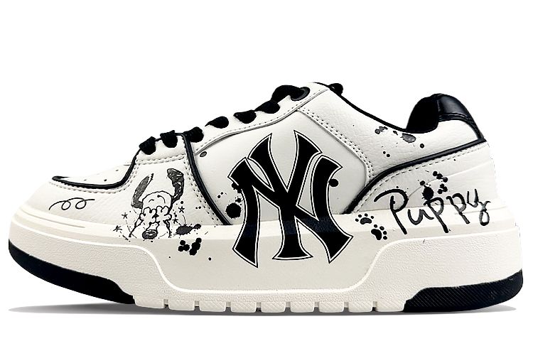 MLB Chunky Liner Wear-Resistant Height Increasing Low-Top Skateboard Shoes Unisex Black White