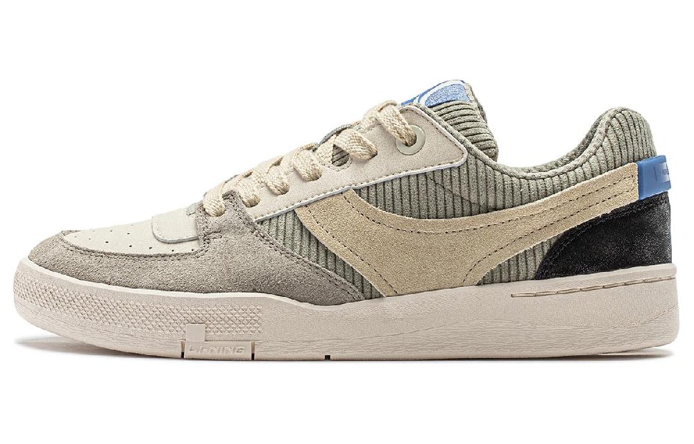 LiNing Zhengrong 92S Slip Resistant Cushioning Low Top Skateboard Shoes Men's Beige Green