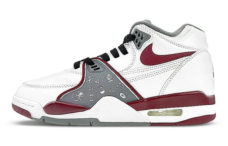 Nike Air Flight 89 Mid-Top Vintage Basketball Shoes Men's White Gray Red