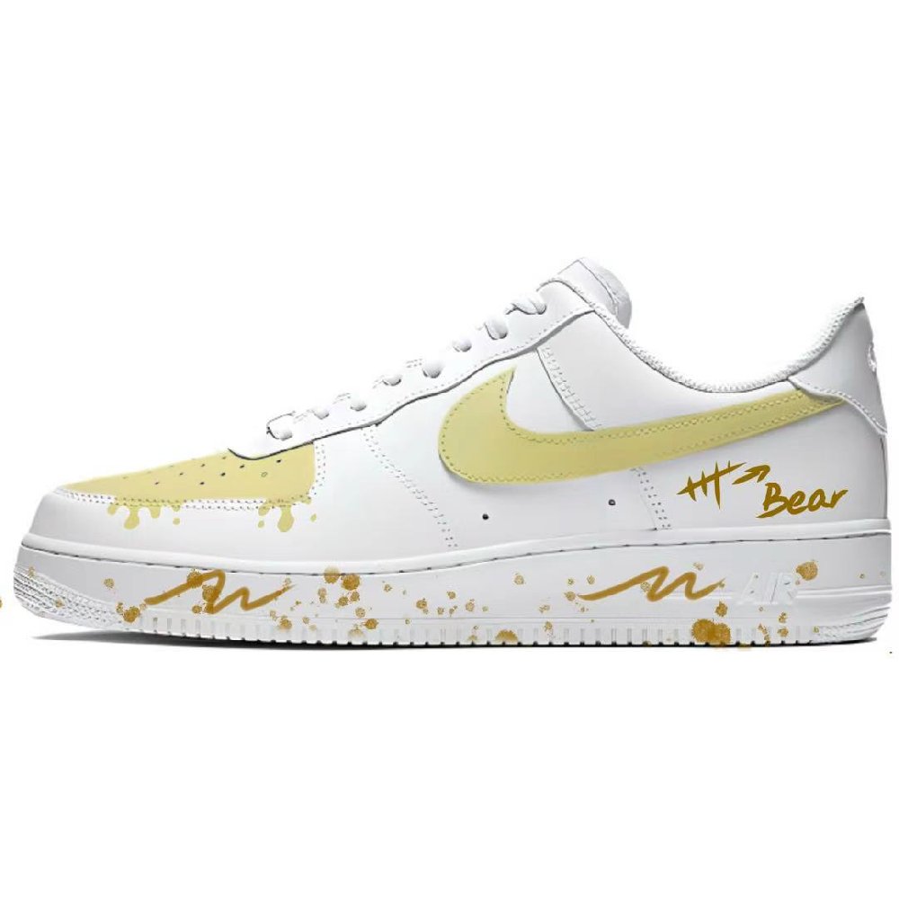Nike Air Force 1 Cushioning, Wear Resistant Low Top Skateboard Shoes Unisex Yellow