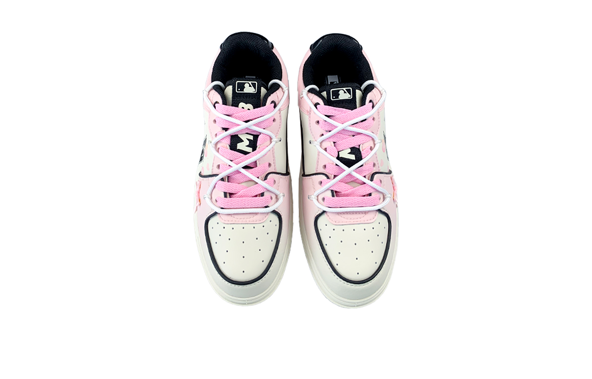 MLB Chunky Liner Wear-Resistant Low-Top Skateboard Shoes Unisex White Pink