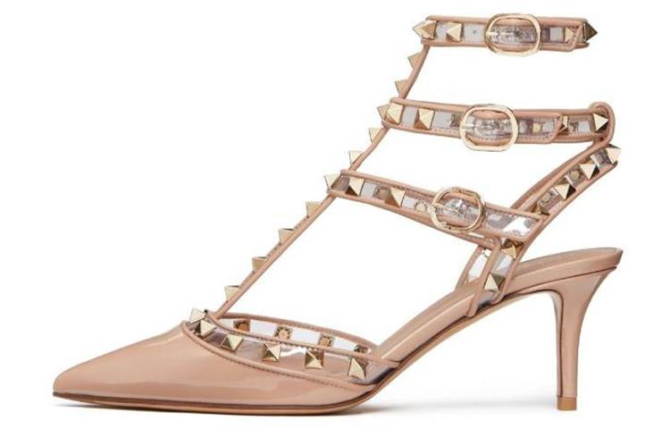 Valentino Rockstud GARAVANI Slim Heel High Heels 6.5cm Women's Pink