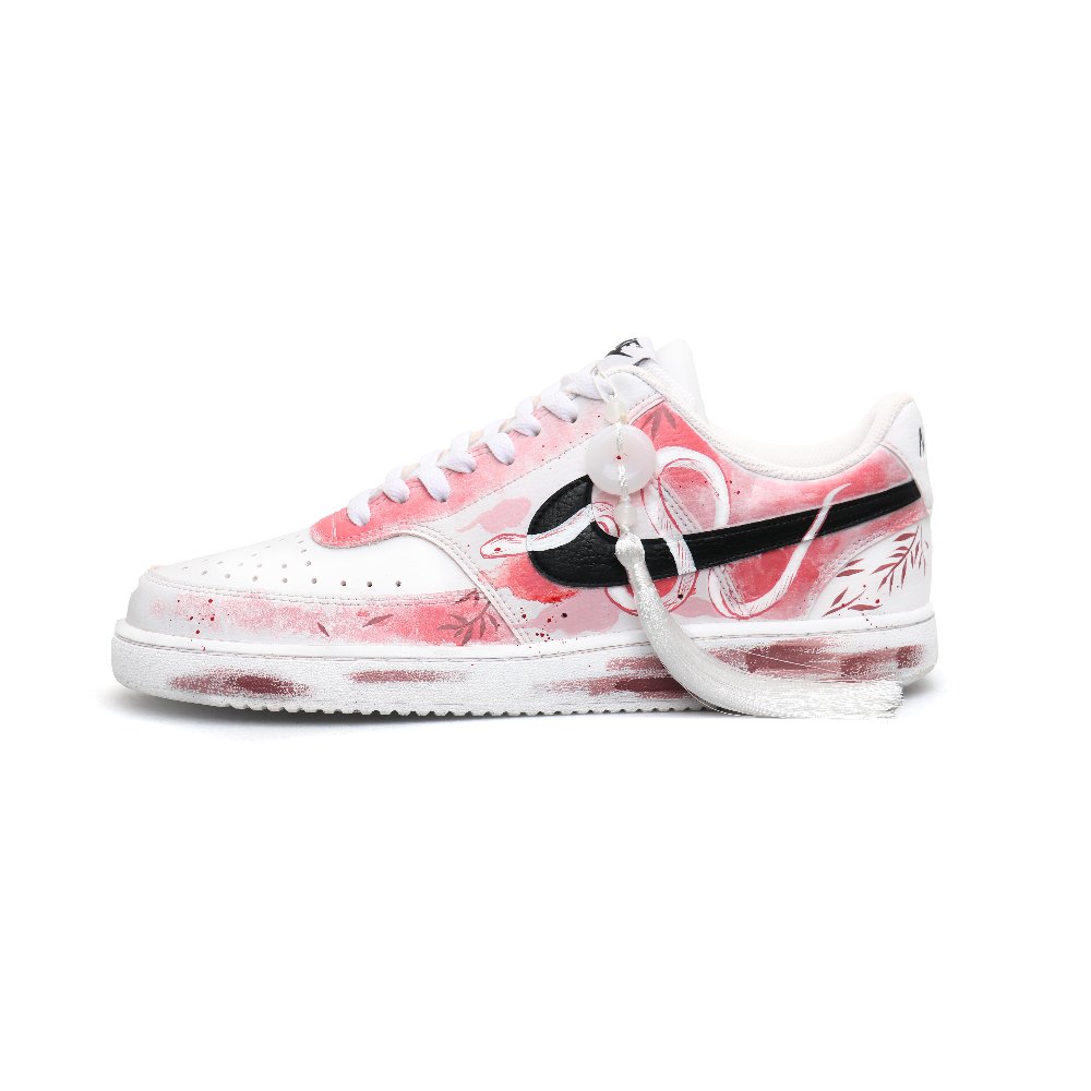Nike Court Vision 1 Slip-Resistant Cushioning Abrasion-Resistant Low-Top Skateboard Shoes Men's White Pink