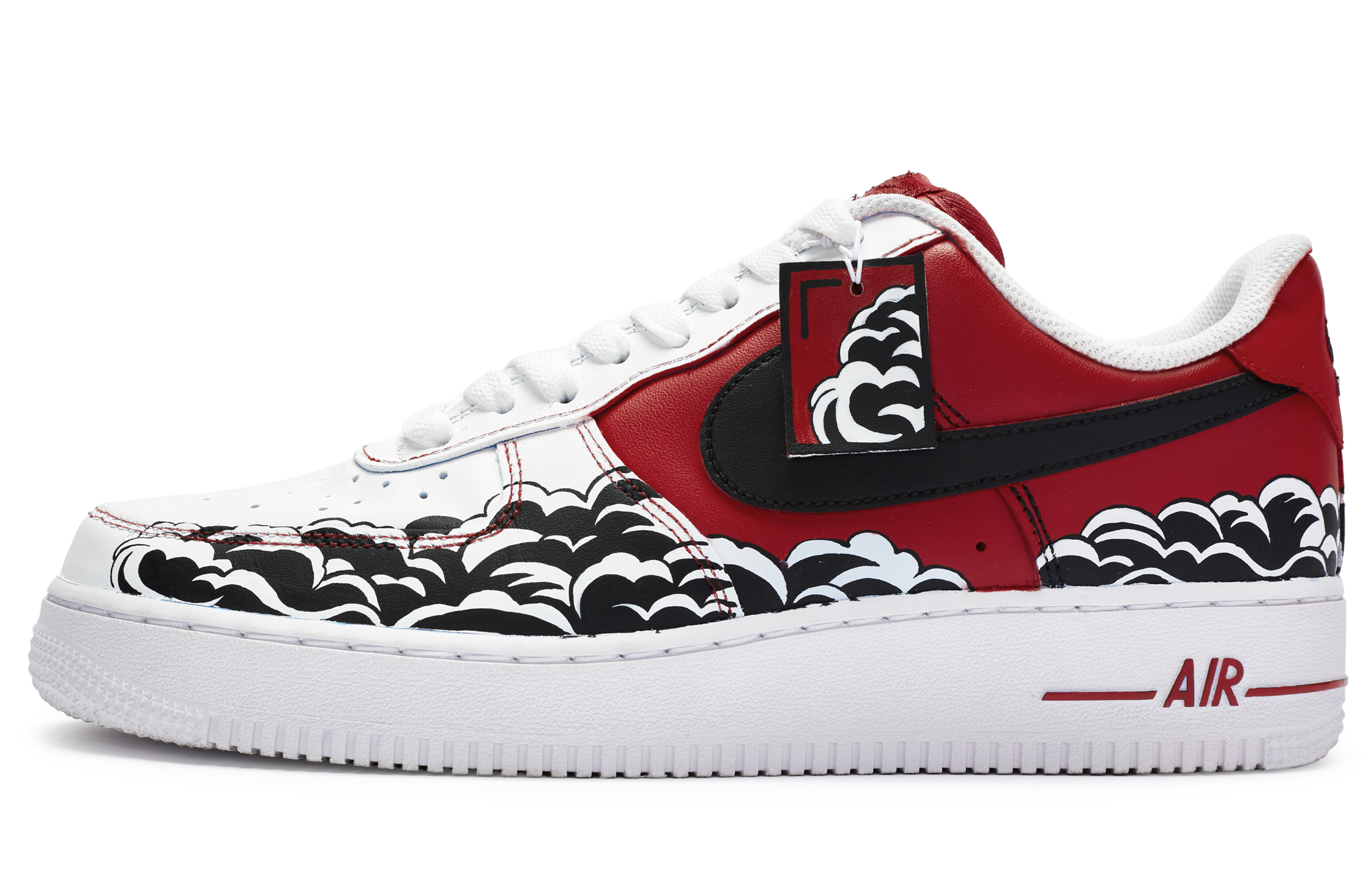 Nike Air Force 1 811 Manufacturing, Splendid Rivers And Streams Low Top Skateboard Shoes Men's Red Black White