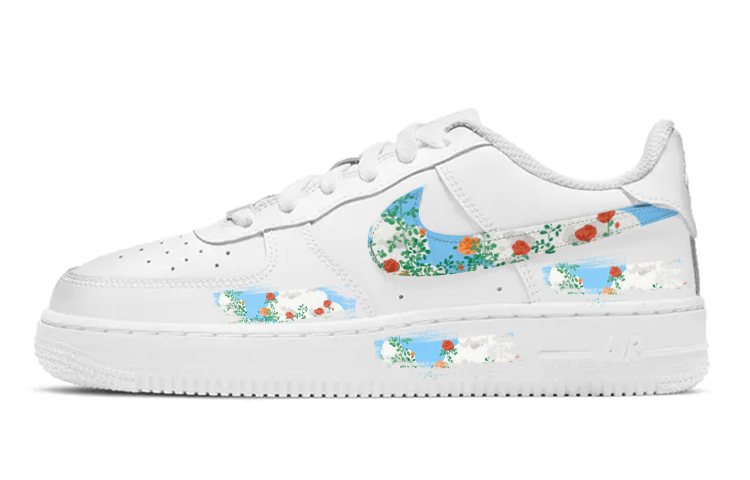 Nike Air Force 1 Anti-Slip Wear-Resistant Low-Top Skateboard Shoes GS White Blue