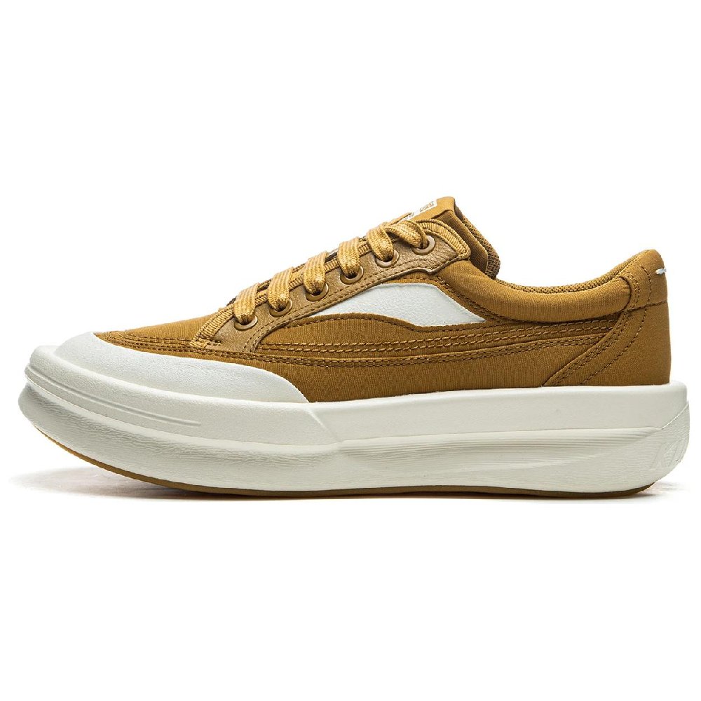 LiNing Anti Slip Wear Resistant Low Top Casual Shoes Unisex Gold Brown