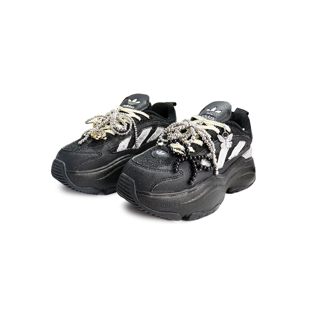 Adidas Originals OZGAIA Anti-Slip And Wear-Resistant Height Increasing Low-Top Casual Shoes Women's Black Silver