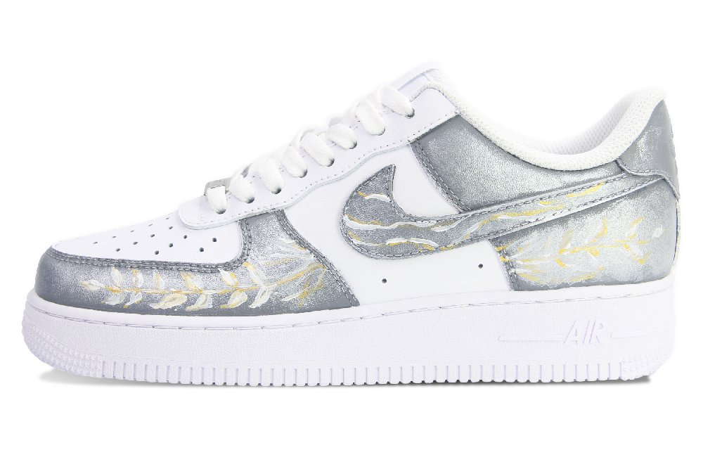Nike Air Force 1 Anti Slip Wear Resistant Low Top Skateboard Shoes Unisex Silver