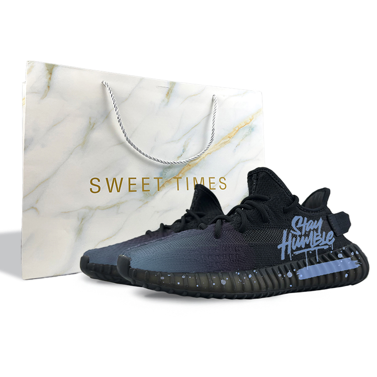 Adidas Originals Yeezy Boost 350 V2 Slip-Resistant Low-Top Casual Shoes Unisex Black Blue