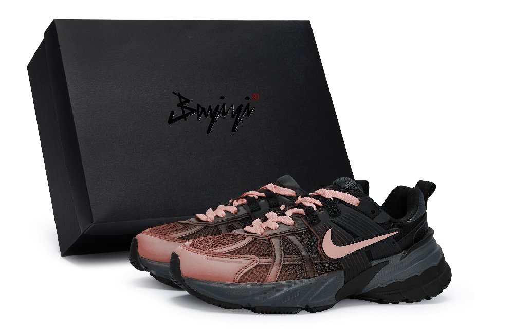 Nike V2K Run Abrasion Resistant Low Top Casual Running Shoes Women's Black Flesh Pink