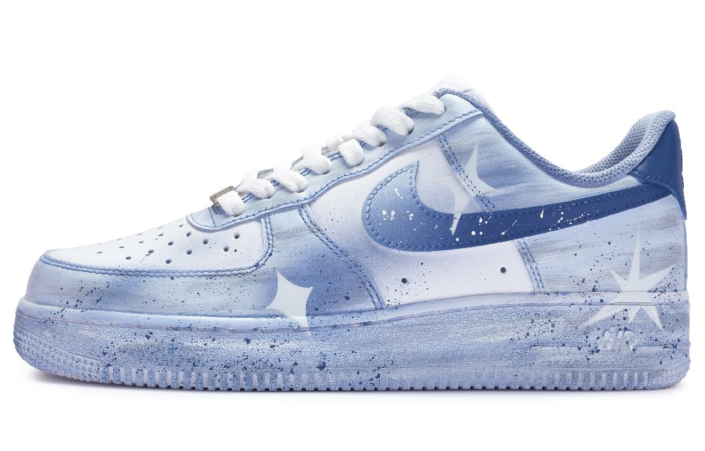Nike Air Force 1 Low-Top Skateboard Shoes Men's White Blue