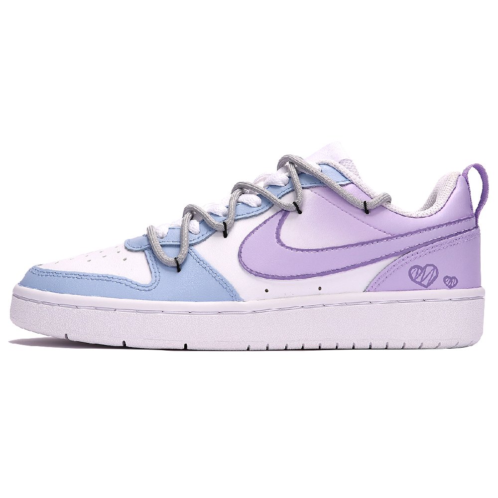 Nike Court Borough Low 2 Anti-Slip Wear-Resistant Low-Top Skateboard Shoes Women's Blue Purple