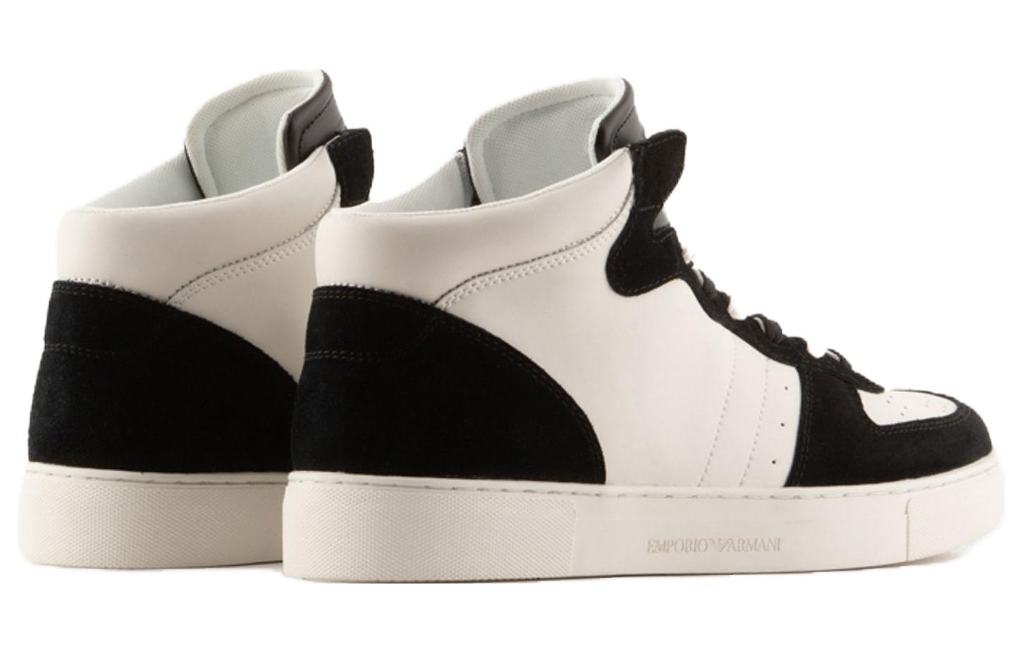 EMPORIO ARMANI Mid Top Stylish Skateboarding Shoes Men's Black White купить в интернет-магазине Yoocart с быстрой доставкой по России.