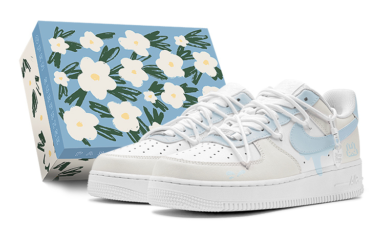 Nike Air Force 1 Low Slip Resistant Low top Skateboard Shoes Women's Gray Blue