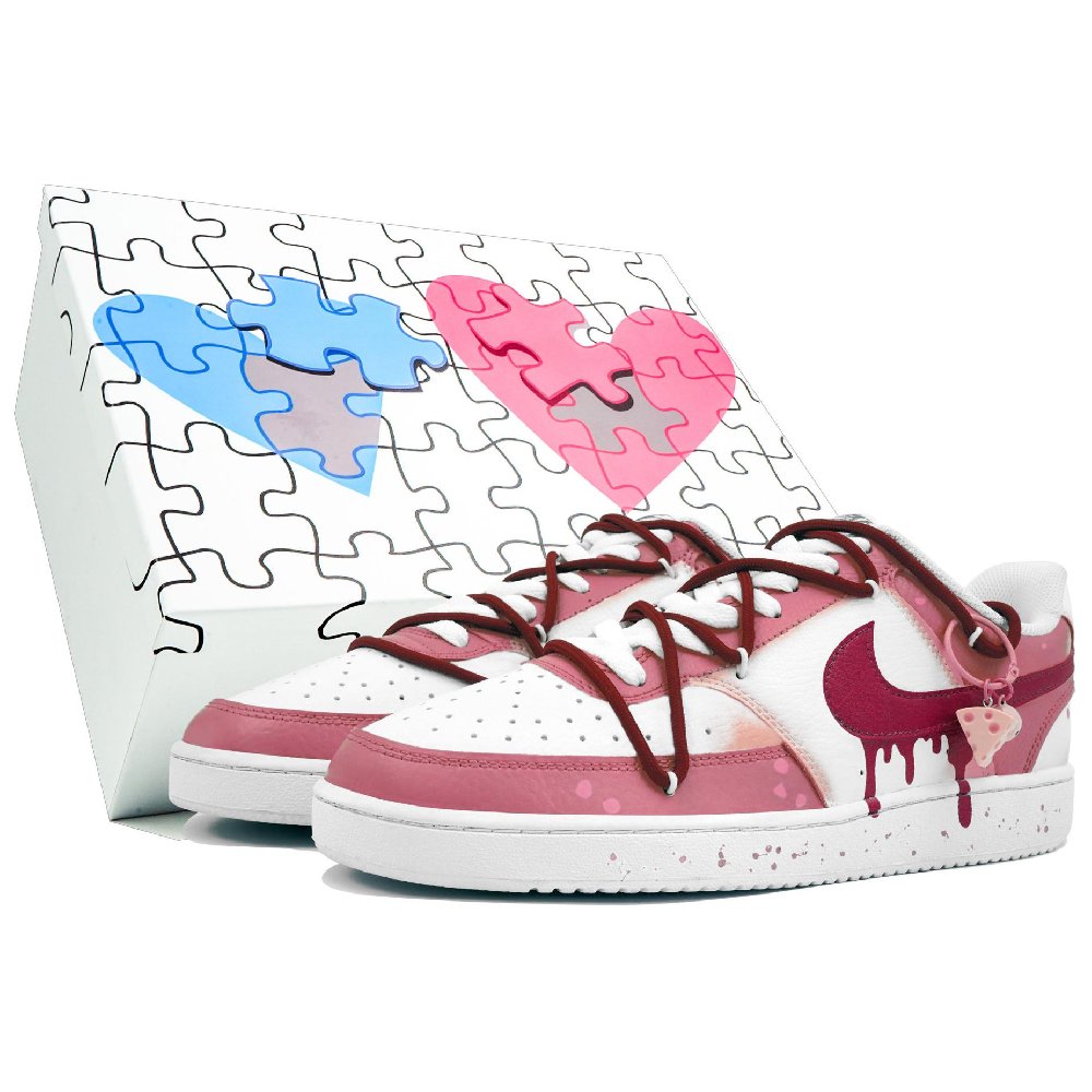 Nike Court Vision 1 Kaleidoscope Melted Cheese Box Low-Top Skateboard Shoes Men's White Pink