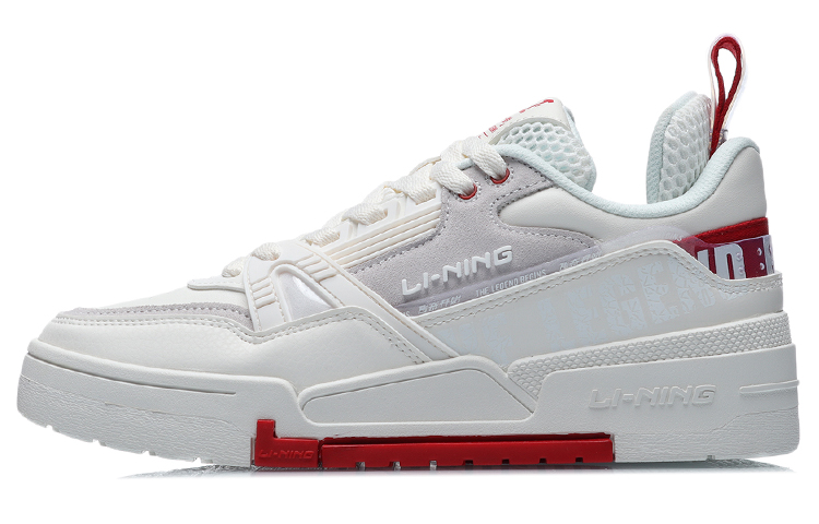 LiNing 001 Btc Anti-Slip Wear-Resistant Low-Top Skateboard Shoes Women's White Red