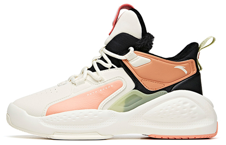 Anta Bastard Coverage Warm Slip-Resistant Mid-Top Skateboard Shoes Women's White Black Pink