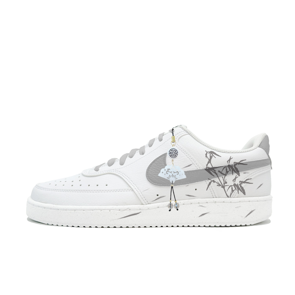 Nike Court Vision 1 Falling Bamboo Startles The Wind. Anti Slip Wear Resistant Low Top Skateboard Shoes Men's Gray