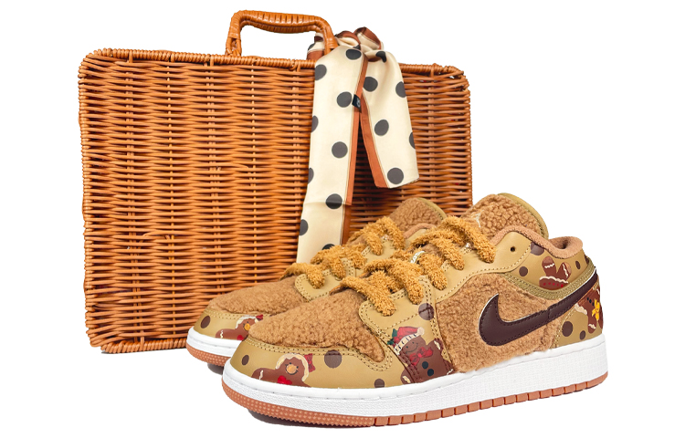 Jordan Air Jordan 1 Abrasion Resistant Low Top Vintage Basketball Shoes Women's Brown
