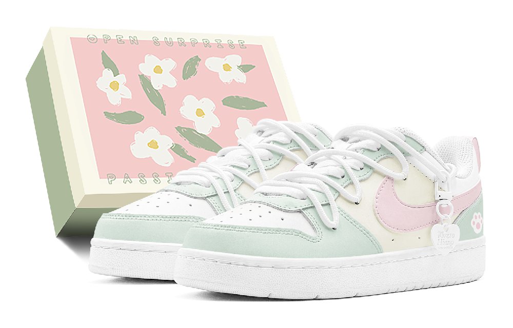 Nike Court Borough Low Top Skateboard Shoes Women's Pink Green