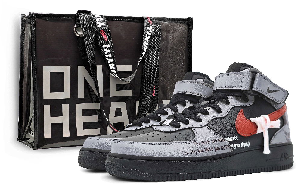 Nike Air Force 1 Air Force 1 Coverage Warm Mid-Top Skateboard Shoes Men's Red Black