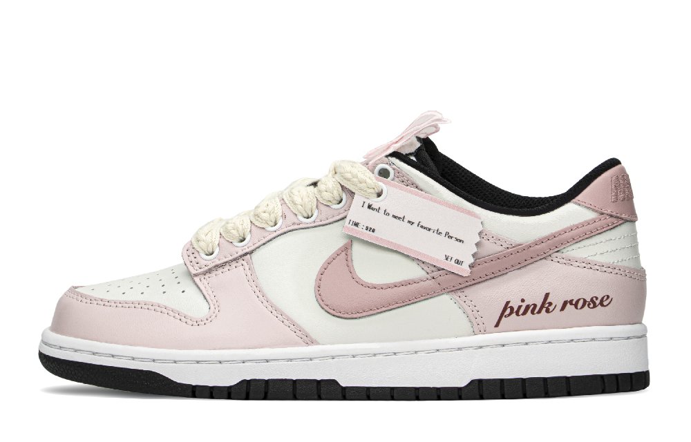 Nike Dunk Low Top Skateboard Shoes Women's Pink White