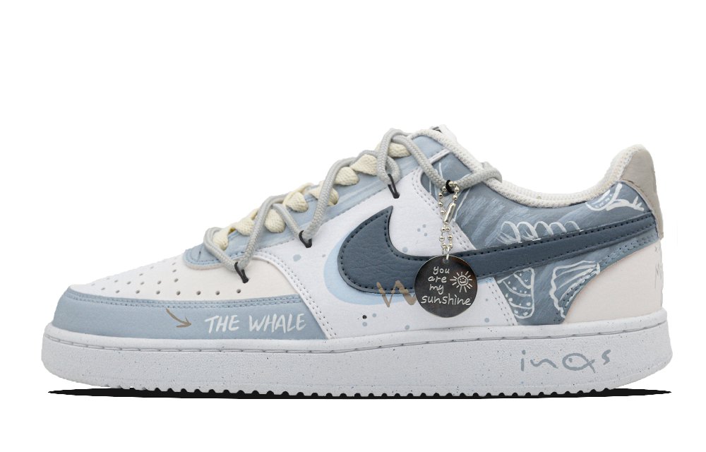 Nike Court Vision 1 Low Coverage Slip Resistant And Abrasion Resistant Low Top Skateboard Shoes Men's Light Sea Blue
