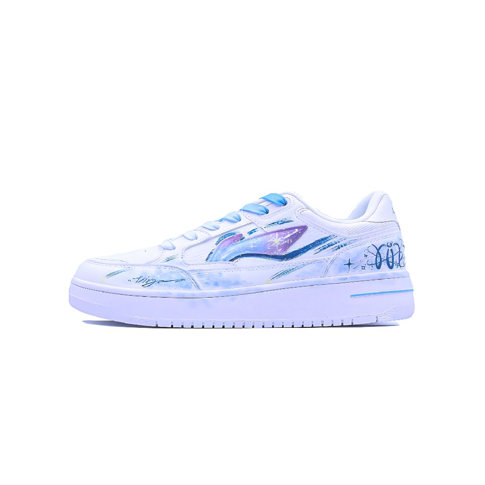 LiNing Tianji Abrasion Resistant Height Increasing Low Top Casual Shoes Men's White Blue Purple