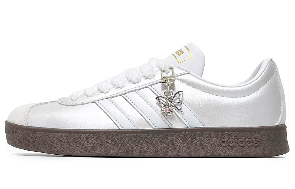 Adidas Neo VL Court 2.0 Abrasion Resistant Low Top Skateboard Shoes Unisex Silver White